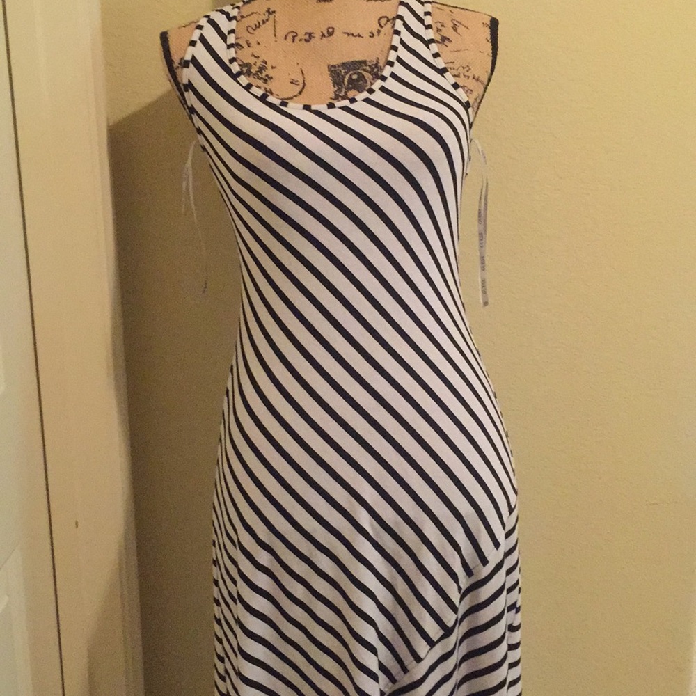 Black white striped maxi dress